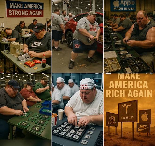 도널드 트럼프 미국 대통령의 일방적인 관세 정책을 조롱하는 밈. 엑스(X·구 트위터) 캡처