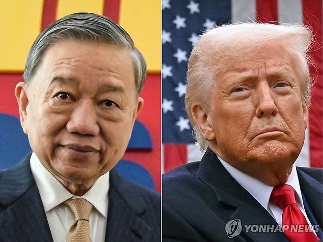 트럼프 미 대통령과 또 럼 베트남 공산당 서기장 [AFP 연합뉴스 자료사진. 재판매 및 DB 금지]