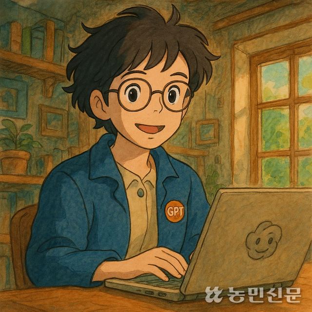 챗GPT 모습을 지브리풍으로 만들어 달라고 요청하자 생성한 AI 이미지.