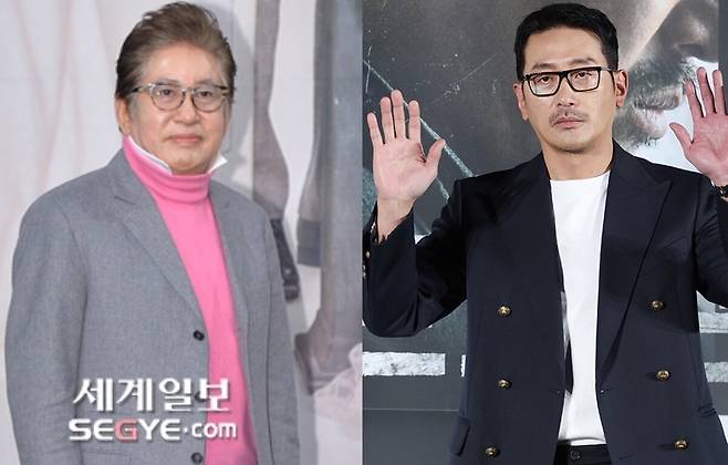 배우 김용건(왼쪽)과 하정우. 세계일보 자료사진