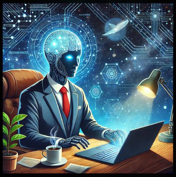 인공지능이 작업하는 이미지 [사진=챗GPT 제작]