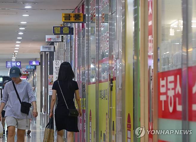 서울의 한 상가에 줄지어 들어선 공인중개사무소 [연합뉴스 자료사진]