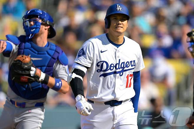 오타니 쇼헤이가 14일(한국시간) 열린 2025 메이저리그 시카고 컵스전에서 5타수 무안타 1삼진에 그쳤다. ⓒ AFP=뉴스1