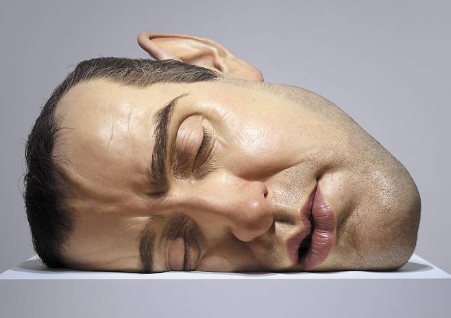 론 뮤익, '마스크 II'(2002). 작가의 얼굴을 실제보다 4배로 확대한 자소상이다. /국립현대미술관