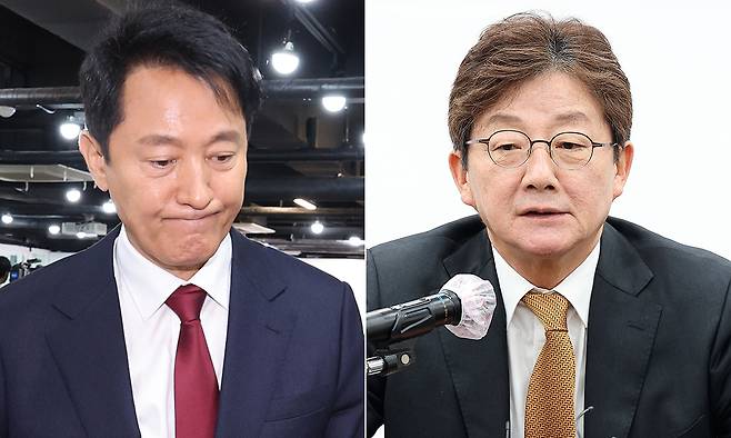 (왼쪽부터) 오세훈 서울시장이 지난 12일 서울 여의도 국민의힘 당사에서 대선 불출마를 선언한 뒤 기자회견장을 나서고 있다. 국민의힘 유승민 전 의원이 지난 11일 대구 수성구 국민의힘 대구시당에서 열린 기자 간담회에서 발언하고 있다. 연합뉴스