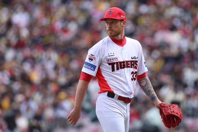 13일 SSG전에 투구를 하고 있는 올러의 모습. /사진=KIA 타이거즈