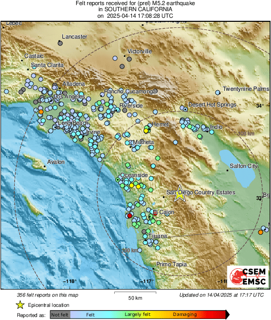 [지진 소식] 미국 캘리포니아 남부 규모 5.4 지진 발생 ㄷㄷㄷㄷㄷㄷㄷㄷㄷㄷㄷ