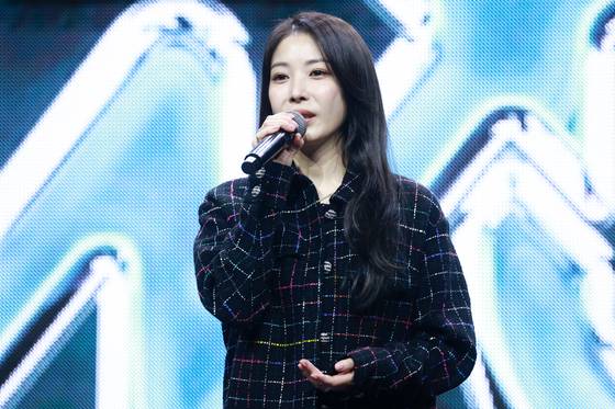 Singer BoA speaks during a showcase event for boy band NCT Wish in Yongsan District, central Seoul, on March 4, 2024. [YONHAP]