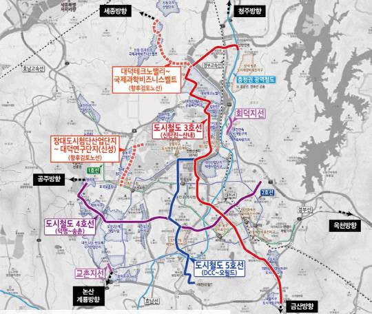 지난해 4월 대전시가 발표한 도시철도망 구축계획 노선(안). 대전시 제공