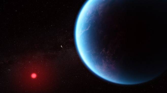 행성 K2-18b를 묘사한 그림. NASA, ESA, CSA, Joseph Olmsted 제공