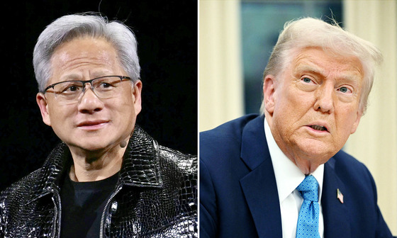 젠슨 황 엔비디아 최고경영자(CEO), 도널드 트럼프 미국 대통령. AFP=연합뉴스