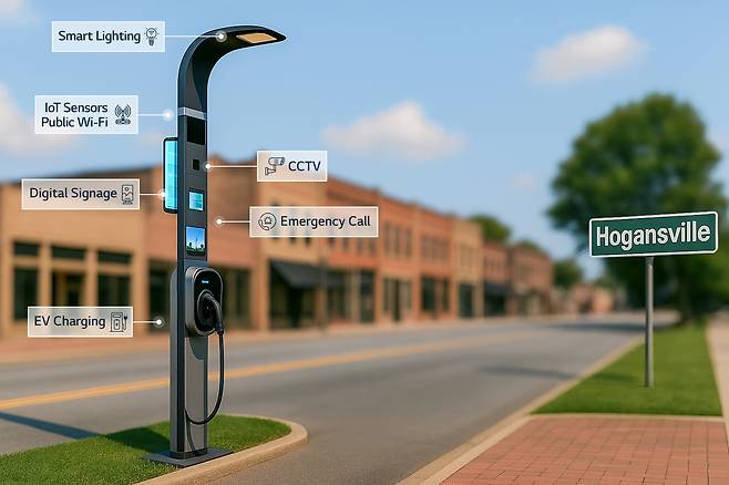 AI-generated conceptual image of the LG CNS smart pole to be installed in Hogansville (LG CNS)