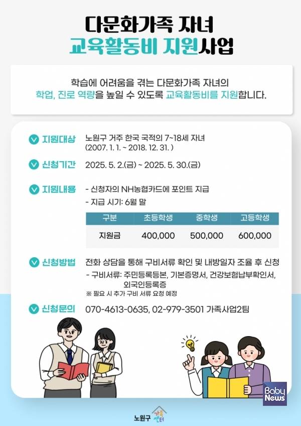 노원구가족센터, 2025년 다문화가족 자녀 교육활동비 지원사업 시작. ⓒ노원구가족센터