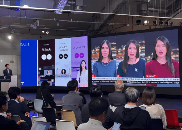 이스트소프트가 일본 도쿄에서 열린 IT 박람회에서 자사의 인공지능(AI) 휴먼 영상·더빙 솔루션을 선보였다. (사진=이스트소프트)