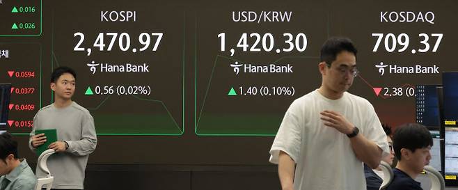 18일 서울 중구 하나은행 본점 딜링룸 현황판에 코스피 지수 등이 표시되고 있다. (사진=연합뉴스)