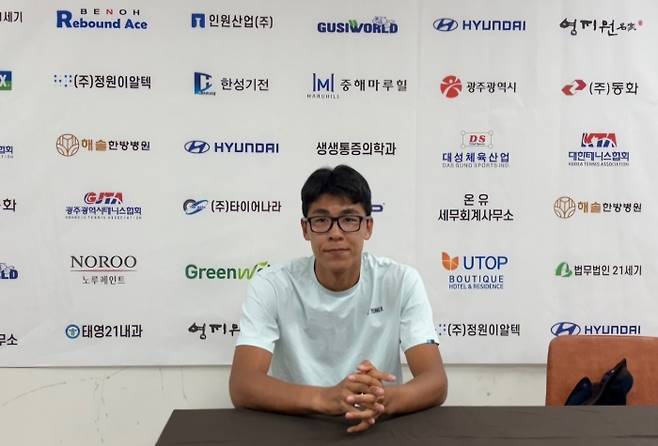 정현이 2025 광주오픈 출전에 앞서 20일 프레스룸에서 공식 인터뷰를 하고 있다. 김경무 기자