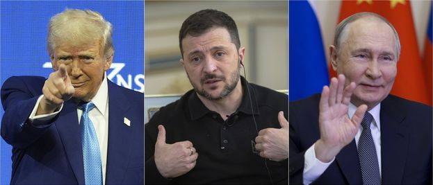 트럼프 미국 대통령(왼쪽부터), 젤렌스키 우크라이나 대통령, 푸틴 러시아 대통령ⓒ연합뉴스