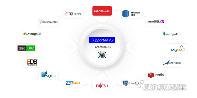타란툴라 DB가 지원하는 DB. [사진= 유엔넷 제공]