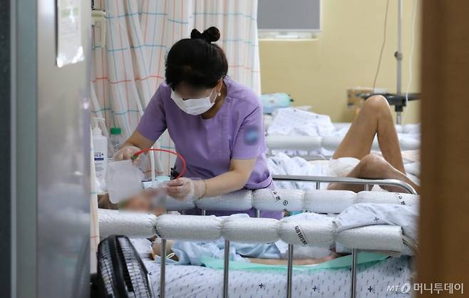 (대전=뉴스1) 김기태 기자 = PA(진료지원) 간호사의 의료 행위를 법으로 보호하는 안을 골자로하는 간호법이 여야 합의로 국회 본회의를 통과한 가운데 28일 대전 중구의 한 병원에서 간호사들이 환자를 돌보고 있다. 2024.8.28/뉴스1  Copyright (C) 뉴스1. All rights reserved. 무단 전재 및 재배포,  AI학습 이용 금지. /사진=(대전=뉴스1) 김기태 기자