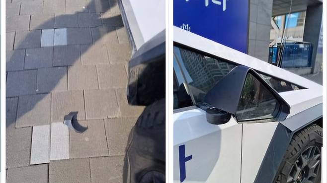 ▲ 파손 당시 영상과 파손된 사이드미러 사진 [온라인 커뮤니티 ]&nbsp;