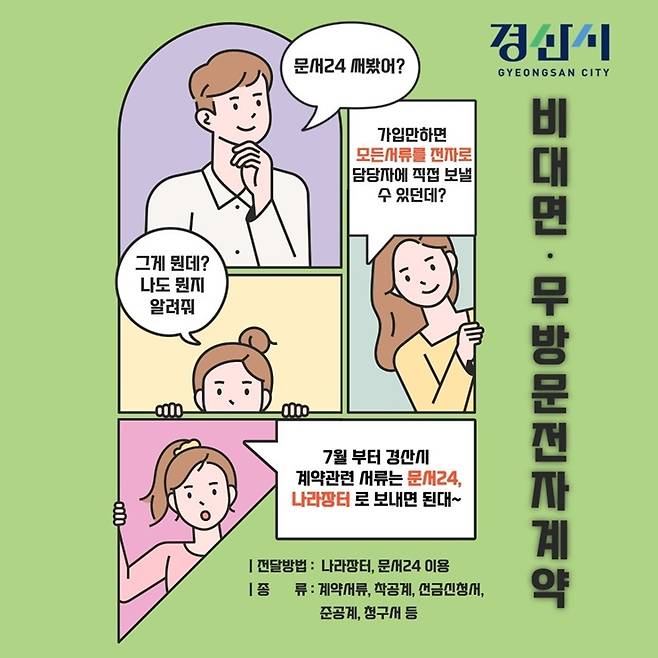 경산시가 7월부터 시행하는 '비대면·무방문 전자계약' 시스템 홍보 포스터 ⓒ경산시