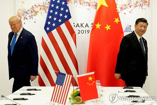 2019년 미중 정상회담서 만난 트럼프와 시진핑 [로이터 연합뉴스 자료사진. 재판매 및 DB 금지]