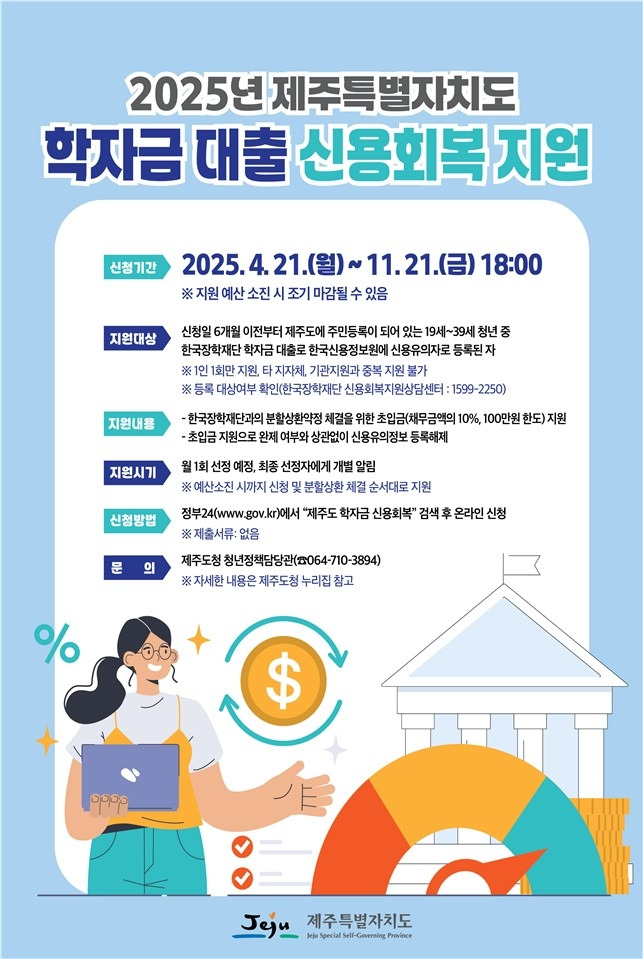 제주도 학자금 대출 신용 회복 지원사업 홍보물 [제주도 제공. 재판매 및 DB 금지]