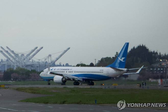 中샤먼항공에 인도예정이다가 관세전쟁 탓에 지난 19일 美시애틀로 돌아온 보잉기 [시애틀 로이터=연합뉴스. 재판매 및 DB 금지]