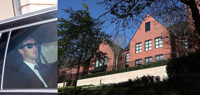 마크 저커버그 메타 CEO가 지난 15일 미국 워싱턴 DC 연방법원에서 열린 연방거래위원회(FTC) 재판에 참석한 뒤 법원을 떠나고 있다. 해당 재판은 메타가 인수한 메시징 플랫폼 왓츠앱(WhatsApp)과 이미지 공유 앱 인스타그램(Instagram)의 분리를 강제할 수 있는 사안이다. 오른쪽은 저커버그가 최근 구입한 워싱턴 대저택의 전경. /로이터 연합뉴스