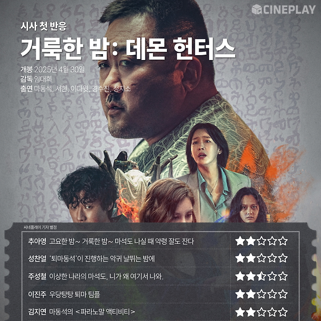 마동석 <거룩한 밤: 데몬 헌터스> 시사회 첫반응 기자들 평점