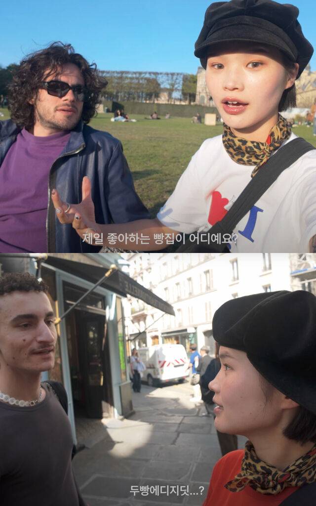 해외 길거리에서 낯선 이에게 말을 거는 모습은 그의 콘텐츠를 상징한다. / 유튜브 '포테이토 터틀' 캡처