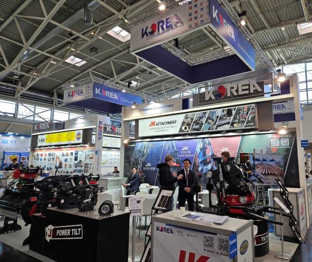 4월 7일부터 7일간 독일 뮌헨에서 열린 세계 최대 건설·광산기계 전시회 ‘바우마 2025’ 전시장 내 한국관 전경. 사진 제공=대한무역투자진흥공사(코트라)