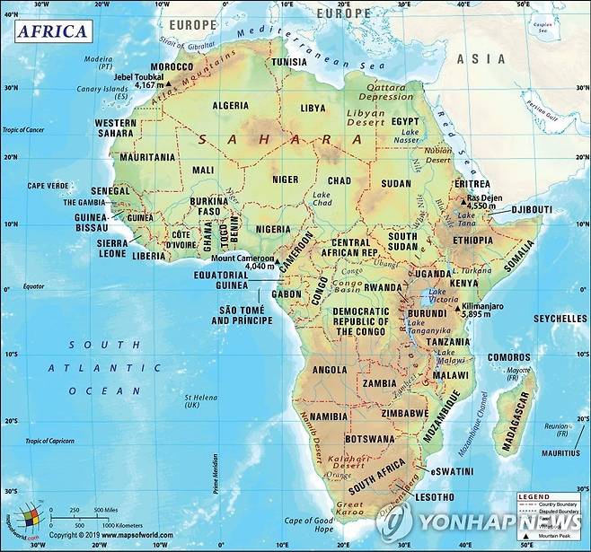 아프리카 지도 [구글 이미지 캡처]