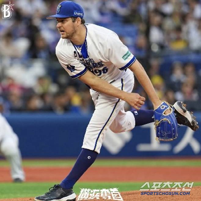 바우어는 22일 한신전에서 선발등판해 7이닝 4실점했다. 올 시즌 3경기에 나가 3패를 기록했다. 사진캡처=요코하마 베이스타즈 SNS