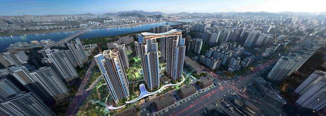 삼성물산 건설부문이 서울 서초구 신반포4차 재건축 조합에 제시한 ‘래미안 헤리븐 반포’ 조감도. 삼성물산