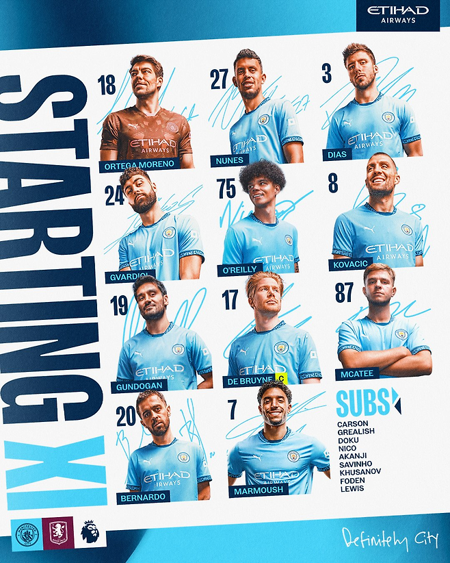 맨체스터 시티 선발 라인업. 맨체스터 시티 SNS