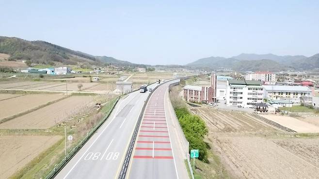 신니면 용원리에서 이천시 장호원읍으로 향하는 국도 3호선의 모습 [충주경찰서 제공. 재판매 및 DB 금지]