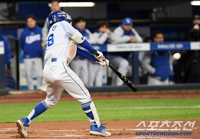 평균자책점 1점대 선발 투수 KIA 김도현 상대 삼성 리드오프 김지찬은 3연타 경기를 펼쳤다. 대구=박재만 기자 pjm@sportschosun.com