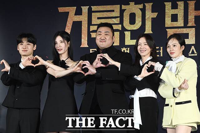 과연 마동석(가운데)이 '범죄도시' 시리즈에 이어 '거룩한 밤: 데몬 헌터스'로 또 한번 천만 관객을 사로잡을 수 있을지 이목이 집중된다. /서예원 기자