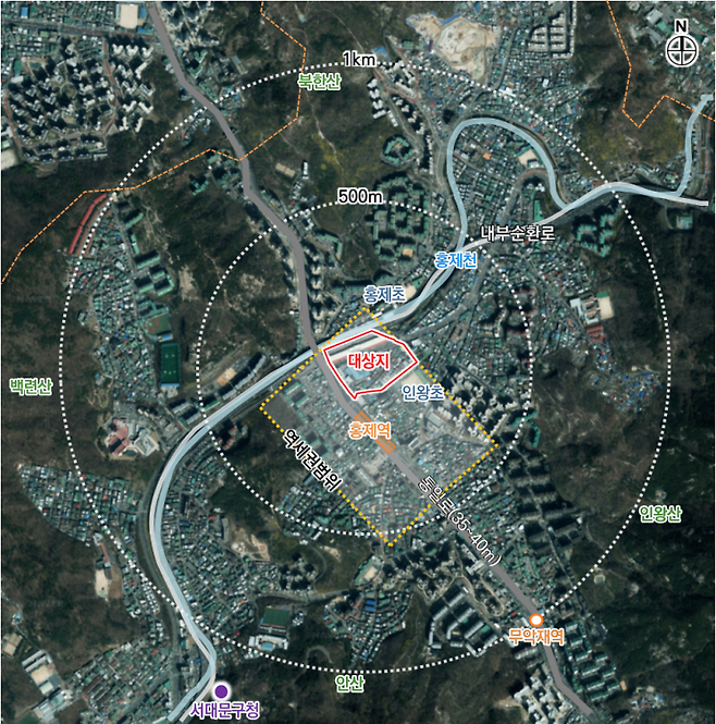 서울 서대문구 유진상가·인왕시장 일대 위치도. 서울시