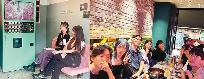 서울 유학 생활을 하며 한국인 친구들과 즐거운 시간을 보내고 있는 모습.