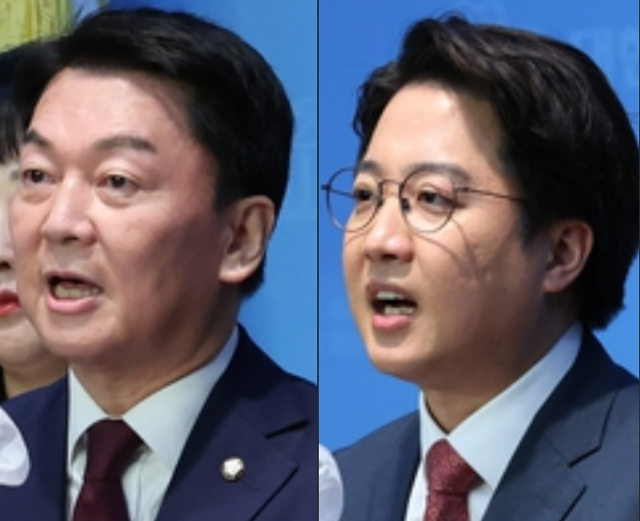 안철수(왼쪽 사진) 국민의힘 의원과 이준석 개혁신당 대선 후보. 뉴스1