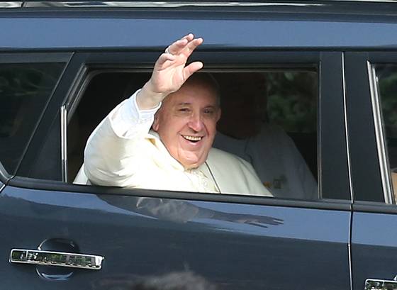 2014년 8월 한국을 찾은 프란치스코 교황의 모습. [연합뉴스]