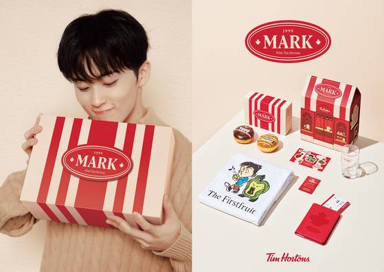 팀홀튼이 브랜드 앰버서더 NCT 마크와 협업한 '마크 도넛 세트'를 출시했다. 사진 팀홀튼