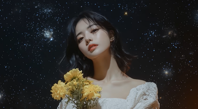 걸그룹 이터니티의 ‘웬문’ 뮤직비디오에 등장하는 멤버 초롱  [한국전자통신연구원 제공]