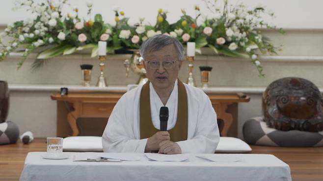 [서울=뉴시스] 24일 서울 용산구 서울 교당에서 열린 기자간담회에 참석한 나상호 원불교 교정원장 (사진=원불교 제공) 2025.04.24  photo@newsis.com *재판매 및 DB 금지
