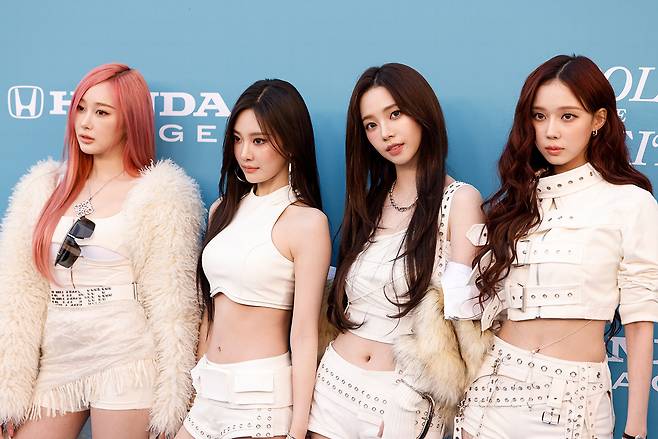 걸그룹 에스파가 3월29일 미국 캘리포니아에서 열린 ‘빌보드 위민 인 뮤직 어워즈 2025’에 참석했다. ⓒEPA