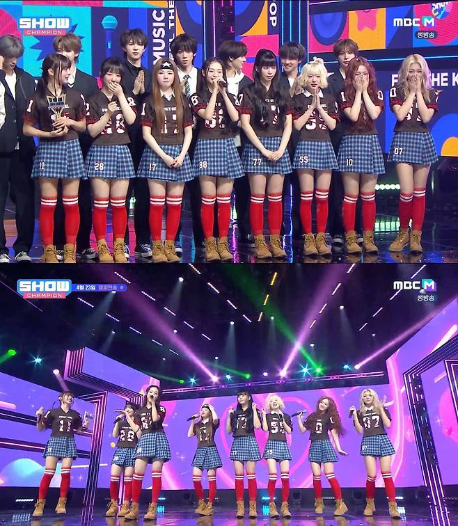 [사진제공 = F&F엔터테인먼트, MBC M ‘쇼! 챔피언’ 방송 캡처]