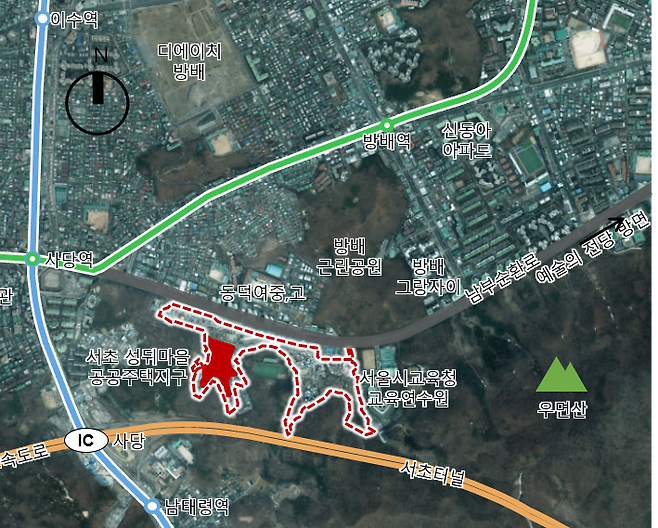 서울 서초구 성뒤마을 공공주택지구 A1단지 위치도. 서울시 제공