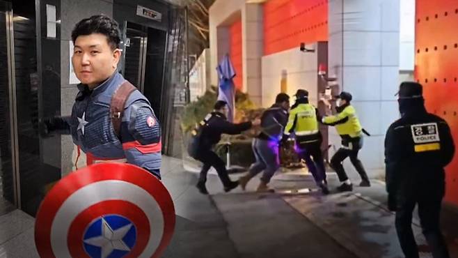 국가인권위원회에 난입하고 주한중국대사관 침입 시도한 안 씨 ['망기토TV'·'카운터스' 영상 갈무리]